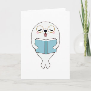 Robbe beim Lesen eines Buches Karte