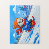 Robbe beim Schlittenfahren einen schneebedeckten B Puzzle (Vertikal)