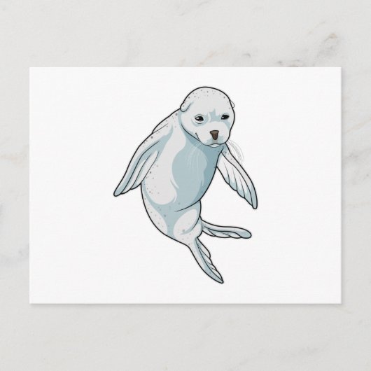 Robbe beim Schwimmen Postkarte (Vorderseite)