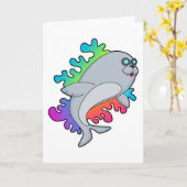 Robbe mit Brille Karte (Gelbe Blume)