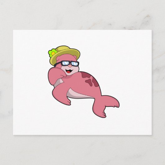 Robbe mit Brille.PNG Postkarte (Vorderseite)
