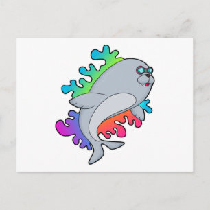 Robbe mit Brille Postkarte