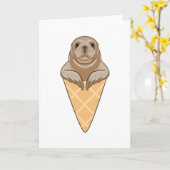 Robbe mit Eistüte Karte (Gelbe Blume)