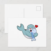 Robbe mit Fisch Postkarte (Vorne/Hinten)