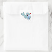 Robbe mit Fisch Quadratischer Aufkleber (Tasche)