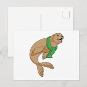 Robbe mit Schal Postkarte (Vorne/Hinten)