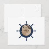 Robben mit Schiffsruder Postkarte (Vorne/Hinten)