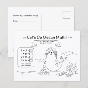 Robben-Ozean-Mathe-Färbpostkarte Postkarte