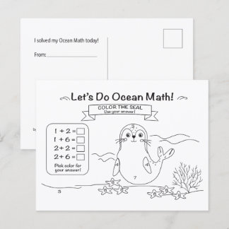 Robben-Ozean-Mathe-Färbpostkarte Postkarte