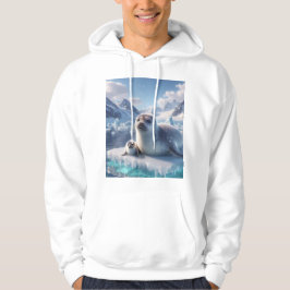Robben- und Jungtier auf Eis Unisex-Wildlife-Hoodi Hoodie
