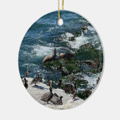 Robben und Vögel Keramik Ornament (Links)
