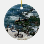 Robben und Vögel Keramik Ornament (Hinten)