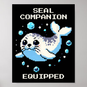 Robbenbegleiter Ausgestattet Pixel Art Robbe Retro Poster
