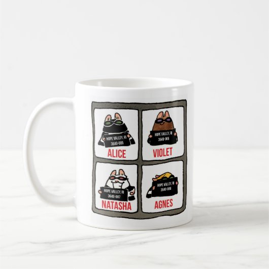 Robber Mice Mugshot-Tasse mit Sneaking Natasha Kaffeetasse (Links)