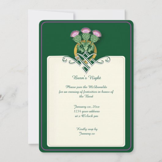 Robbie brennt Thistle Einladung (Vorderseite)