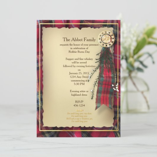 Robbie Burns formelle Einladung (Stehend Vorderseite)