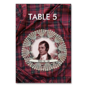 Robbie Burns Highland-Tischkarte Tischnummer