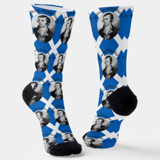 Robbie Burns - In Grey Oidhche Bhlas Burns Saltire Socken (Gewinkelt)