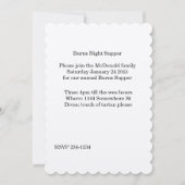 Robbie Burns Lässiges Dinner Einladung (Rückseite)