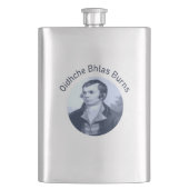 Robbie Burns - Oidhche Bhlas Burns Blaue Text Flachmann (Vorderseite)