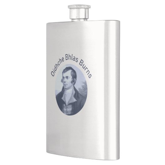 Robbie Burns - Oidhche Bhlas Burns Blue Text Flachmann (Links)