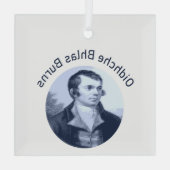 Robbie Burns - Oidhche Bhlas Burns Blue Text Ornament Aus Glas (Rückseite)