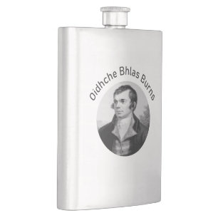 Robbie Burns - Oidhche Bhlas Burns Gälisch in Grau Flachmann