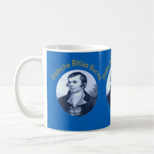 Robbie Burns - Oidhche Bhlas Burns Gelber Text Kaffeetasse