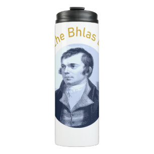 Robbie Burns - Oidhche Bhlas Burns Gelber Text Thermosbecher