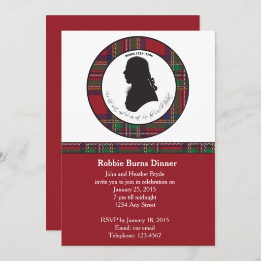 Robbie Burns Silhouette Einladung (Vorne/Hinten)