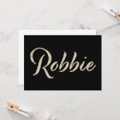 Robbie Name white gold Handwriting Karte (Vorderseite/Rückseite Beispiel)