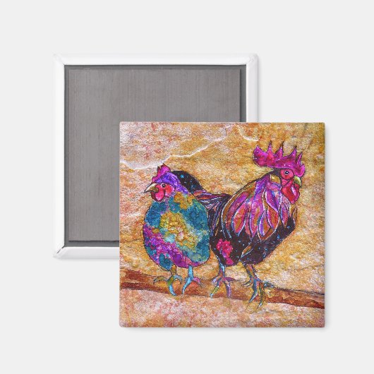Robby Rooster und Esmerelda Magnet (Vorderseite/Rückseite)