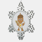 Röbchenmantel Schneeflocken Zinn-Ornament (Rechts)