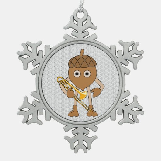 Röbchenmantel Schneeflocken Zinn-Ornament (Vorderseite)