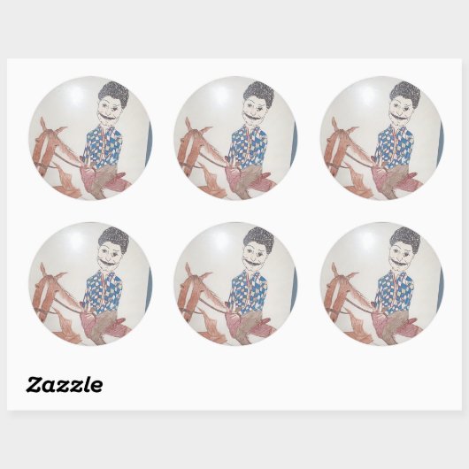 Robert auf Pferd Runder Aufkleber (Blatt)