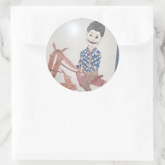 Robert auf Pferd Runder Aufkleber (Tasche)