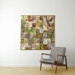 Robert Bruce Horsfall Square Birds Collage Wandteppich