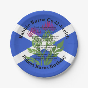 Robert Burns Birthday Gedicht Thistle Flag Small 7 Pappteller