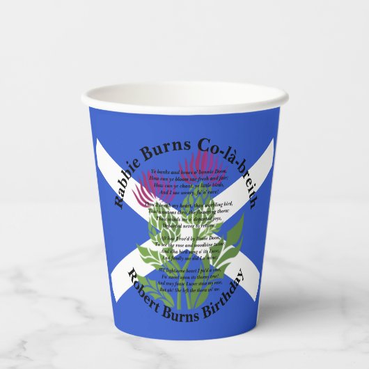 Robert Burns Birthday Geem Thistle Flag Große Pappbecher (Rückseite)