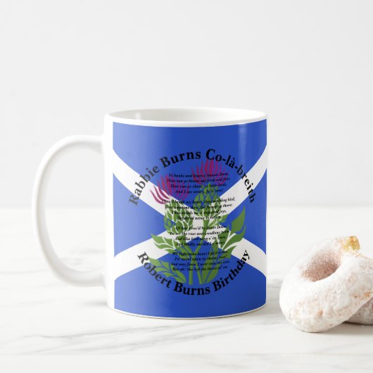 Robert Burns Birthday Geem Thistle Flag Kaffeetasse (Mit Donut)