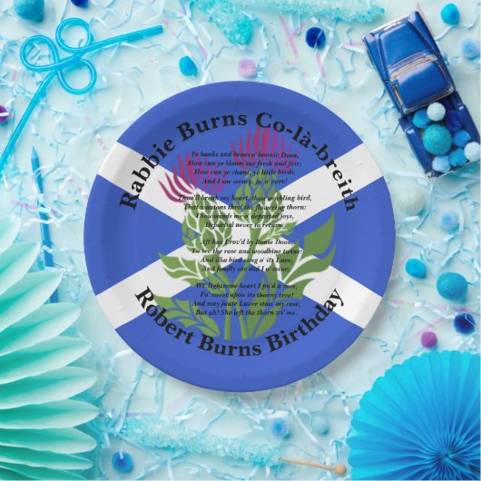 Robert Burns Birthday Geem Thistle Flag Large 9" Pappteller (Party)