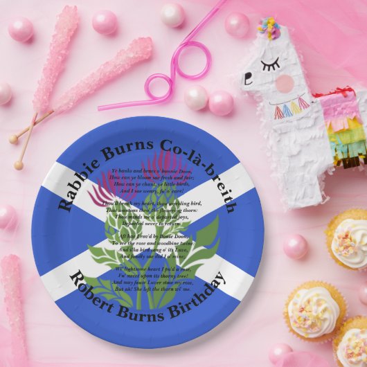 Robert Burns Birthday Geem Thistle Flag Large 9" Pappteller (Party)