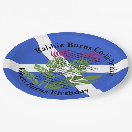 Robert Burns Birthday Geem Thistle Flag Large 9" Pappteller (Schrägansicht)