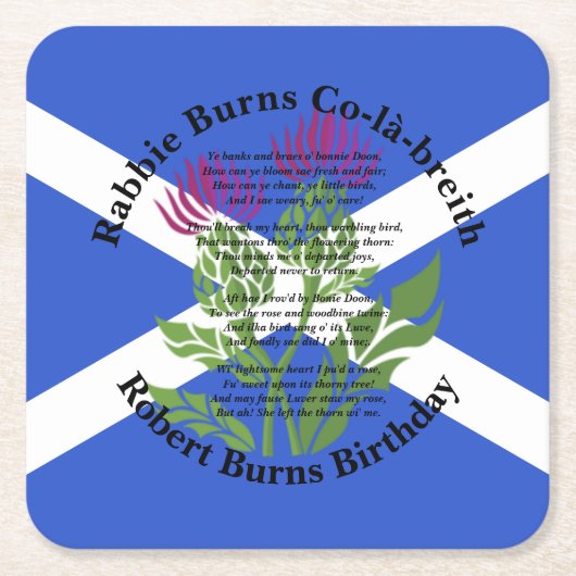 Robert Burns Birthday Geem Thistle Flag Rechteckiger Pappuntersetzer (Vorderseite)