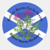 Robert Burns Birthday Geem Thistle Flag Runder Aufkleber (Vorderseite)