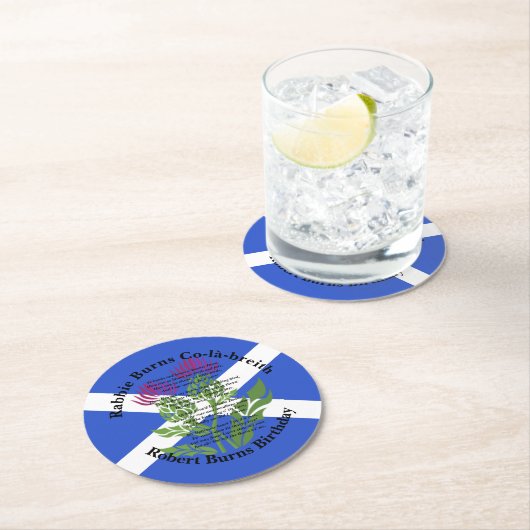 Robert Burns Birthday Geem Thistle Flag Runder Pappuntersetzer (Vor Ort)
