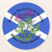 Robert Burns Birthday Geem Thistle Flag Runder Pappuntersetzer (Vorderseite)