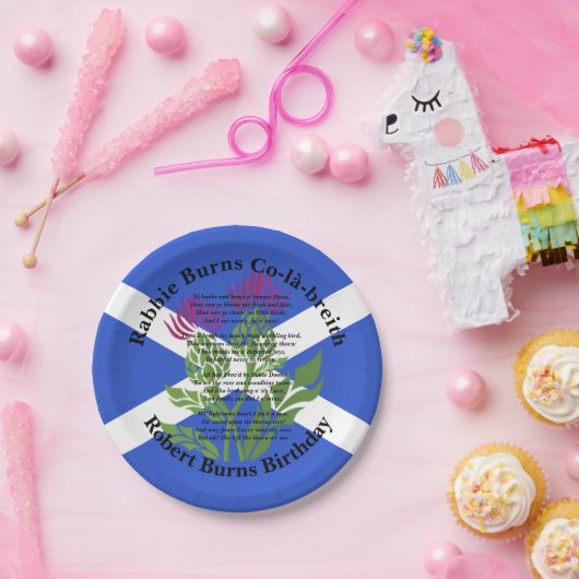 Robert Burns Birthday Geem Thistle Flag Small 7" Pappteller (Party)