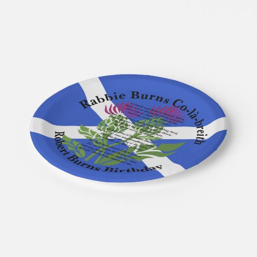 Robert Burns Birthday Geem Thistle Flag Small 7" Pappteller (Schrägansicht)