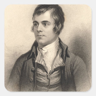 Robert Burns Portrait Quadratischer Aufkleber